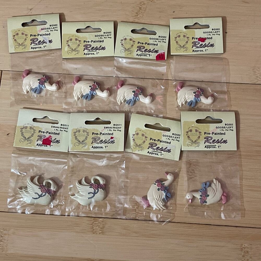 Vintage Wang's International French Country 2" Resin Geese Lot of 8